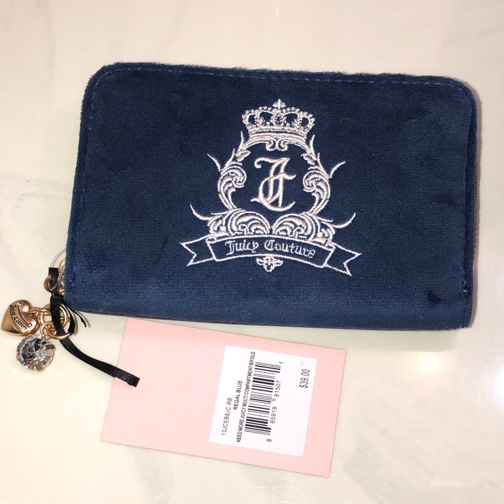 Juicy Couture Regal Blue Need More Juicy Multi Compartment Wallet NWT